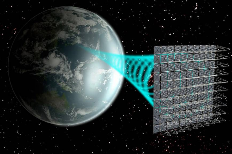 Conceptual image of a space-based solar power farm. (Image: JAXA)